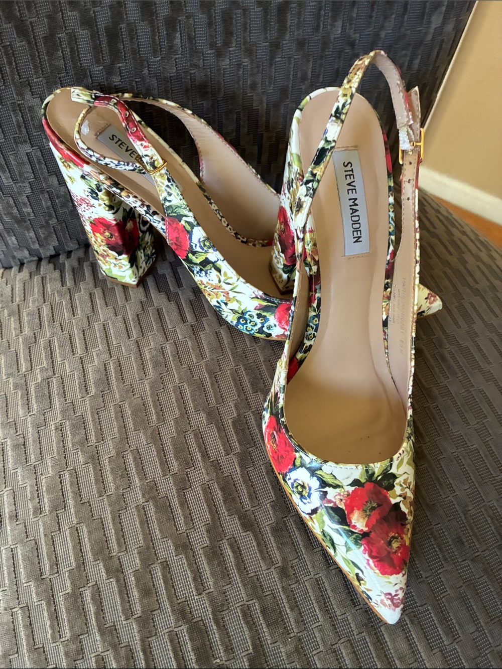 steven madden floral sling back heels shoes